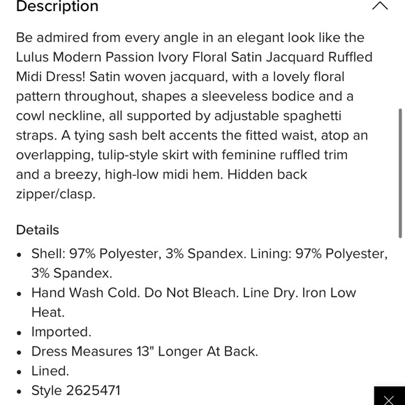 Lulu's Modern Passion Ivory Floral Satin Jacquard Ruffled Midi Dress - Picture 10 of 10